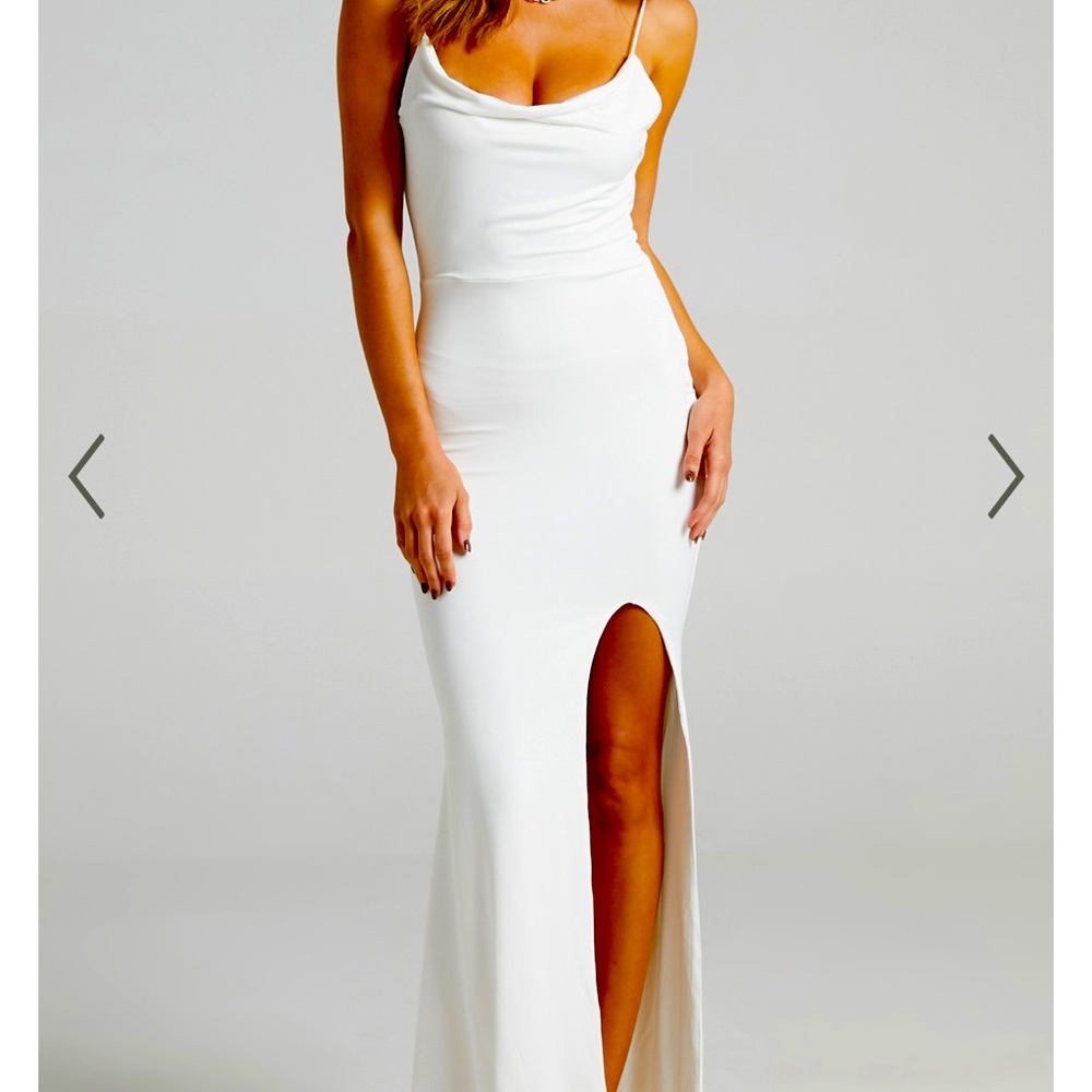 Brand new Showpo white slit leg dress